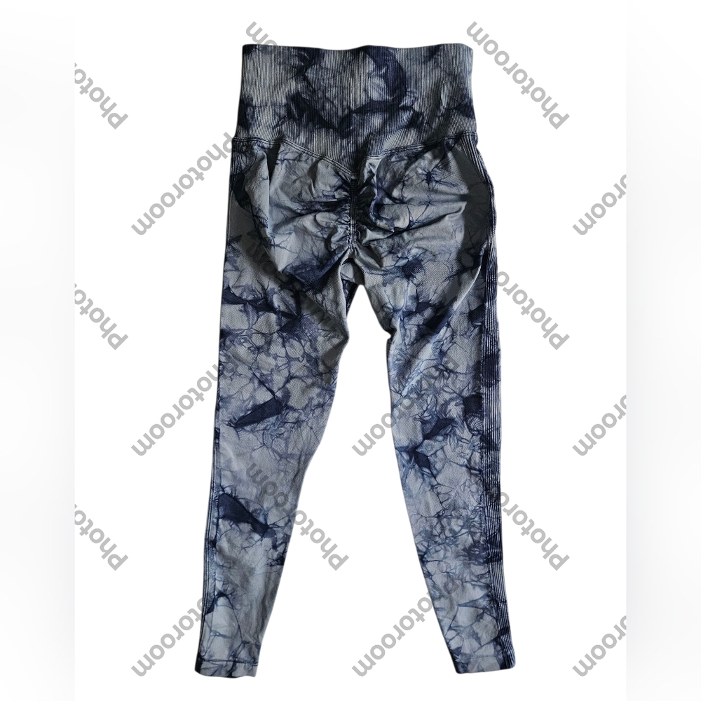 AUTHENTIC AMERICAN Blue Tie Dye "Scrunch Butt" Leggings | SZ S - Picture 2 of 7